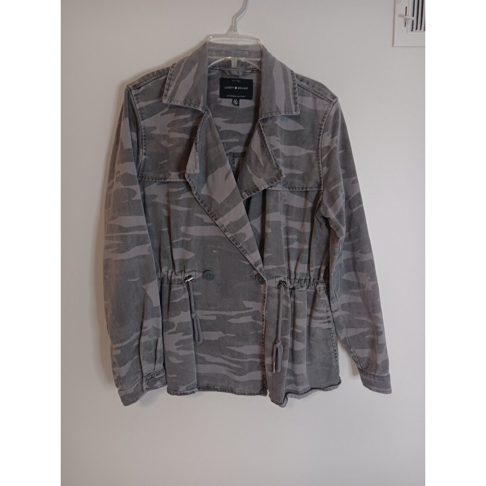 Lucky Brand Womens Field Camo Utiliy Jacket Sz Small Grey
